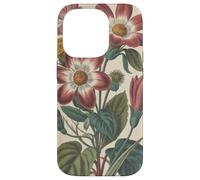 Cute Vintage Botanical Flower Red Beige Coque pour iPhone 14 Pro