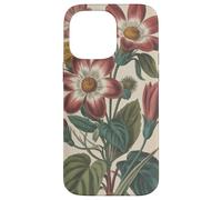 Cute Vintage Botanical Flower Red Beige Coque pour iPhone 14 Pro Max