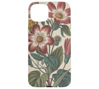 Cute Vintage Botanical Flower Red Beige Coque pour iPhone 15 Plus