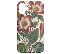 Cute Vintage Botanical Flower Red Beige Coque pour iPhone 16 Plus