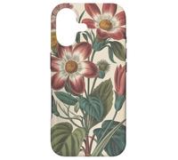 Cute Vintage Botanical Flower Red Beige Coque pour iPhone 17