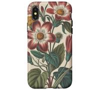 Cute Vintage Botanical Flower Red Beige Coque pour iPhone X/XS