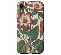 Cute Vintage Botanical Flower Red Beige Coque pour iPhone XR