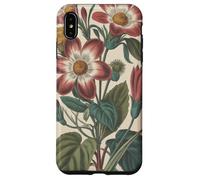 Cute Vintage Botanical Flower Red Beige Coque pour iPhone XS Max