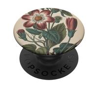 Cute Vintage Botanical Flower Red Beige PopSockets PopGrip Adhésif