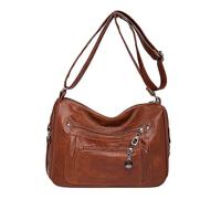 Cute Vintage Classic Soft Leather Stylish Solid Crossbody Tote Bag Trend Versatile Pocket Shoulder(Brown)