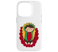 Cute Virgin Mary Cartoon Guadalupe Devotion in Kawaii Form Coque pour iPhone 14 Pro