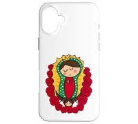 Cute Virgin Mary Cartoon Guadalupe Devotion in Kawaii Form Coque pour iPhone 16 Plus
