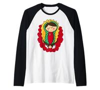 Cute Virgin Mary Cartoon Guadalupe Devotion in Kawaii Form Manche Raglan