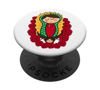 Cute Virgin Mary Cartoon Guadalupe Devotion in Kawaii Form PopSockets PopGrip Adhésif