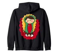 Cute Virgin Mary Cartoon Guadalupe Devotion in Kawaii Form Sweat à Capuche