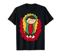 Cute Virgin Mary Cartoon Guadalupe Devotion in Kawaii Form T-Shirt