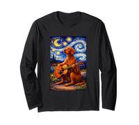 Cute Vizsla Playing Guitar Whimsical Art Dog Music Camping Manche Longue