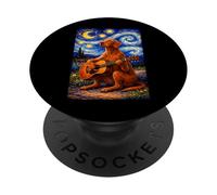 Cute Vizsla Playing Guitar Whimsical Art Dog Music Camping PopSockets PopGrip Adhésif