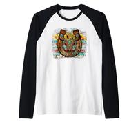 Cute Western Bull Sunflower Horseshoe for Women Country Boho Manche Raglan