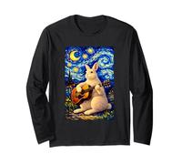 Cute White Rabbit Playing Guitar Whimsical Bunny Art Music Manche Longue