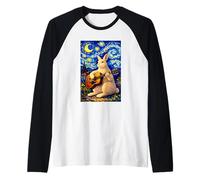 Cute White Rabbit Playing Guitar Whimsical Bunny Art Music Manche Raglan
