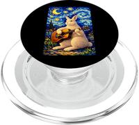 Cute White Rabbit Playing Guitar Whimsical Bunny Art Music PopSockets PopGrip pour MagSafe