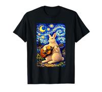 Cute White Rabbit Playing Guitar Whimsical Bunny Art Music T-Shirt