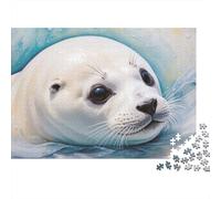 Cute White Seal in Water, Puzzle Classique 1000 Pièces, 38x26cm/1000pcs | Pour une activité qui demande de la patience : Puzzle adulte 1000 pièces ; pour une activité tranquille chez soi.