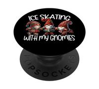 Cute Winter Gnomes for Xmas Ice Skating with My Gnomies PopSockets PopGrip Adhésif