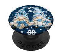 Cute Winter Gnomes with Snowflakes Snowball Decor & Snowman PopSockets PopGrip Adhésif