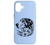 Cute Womens Floral Illustration Art American Foxhound Lover Coque pour iPhone 16 Plus