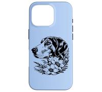 Cute Womens Floral Illustration Art American Foxhound Lover Coque pour iPhone 16 Pro