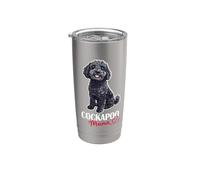 Cute Womens Girls Illustration Lover Mom Black Cockapoo Mama Gobelet isotherme en acier inoxydable double paroi