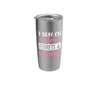 Cute Womens Girls Run on Caffeine & Words Ferret Lover Gobelet isotherme en acier inoxydable double paroi