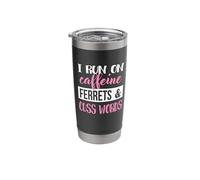 Cute Womens Girls Run on Caffeine & Words Ferret Lover Gobelet isotherme en acier inoxydable double paroi