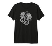 Cute Womens Girls Two Mandala Pattern Seahorse Lover T-Shirt Haut de Gamme