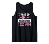 Cute Womens I Run on Caffiene & Cuss Words Weimaraner Lover Débardeur