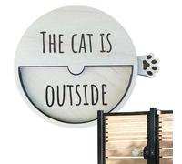 Cute Wood Pet Reminder Sign - Slideable Cat Door Sign | 7.6cm Boxwood Decoration with In/Out Functions, Compact Reminder Accessory with Holiday Usage, Cat Out Signs