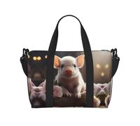 Cute Young Pig Sac de voyage à bandoulière pour femme Sac à main décontracté avec fermeture éclair Convient pour le travail, les voyages, le fitness, les voyages, noir, taille unique