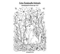 Cute Zendoodle Animals Coloring Book For Grown-Ups 1 & 2