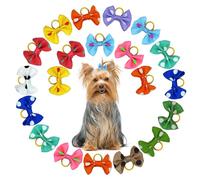 CUTEABC Lot de 20 nœuds pour poils de petit chien avec bandes en caoutchouc faites à la main