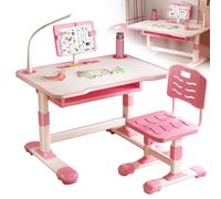 Cuteam Ensemble de chaises de bureau pour enfants, table d'écriture réglable en hauteur avec support de lecture inclinable, table d'apprentissage pour salon, chambre à coucher, table d'apprentissage