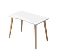 Cuteam Petit bureau d'ordinateur, design moderne et ergonomique en arc, plaque épaisse, bureau d'ordinateur spacieux en bois massif, table d'écriture (blanc)