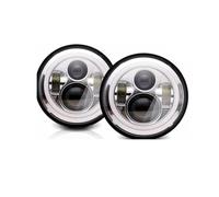 CUTEAS Phares Avant Pour Jeep JK TJ pour tout-terrain pour Defender 2x voiture 7 pouces phare Led salut/bas H4 Halo Angle yeux DRL(40w Halo Chrome U)