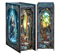 CUTEBEE Book Nook-DIY Kit de Livres Miniatures pour Maison de poupée, Serre-Livres Puzzle en Bois 3D,bibliothèque décorative avec lumière LED pour Les Adolescents (The Gate of Wonderland)