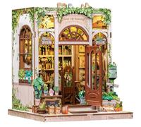 CUTEBEE Book Nook Kit, DIY Maison de poupée Miniature a Construire Adulte avec LED Lumières,Serre ivres en Bois 3D Puzzle Maquette Kits d'artisanat Décoration d'étagère Cadeaux (Green Life Bookshop)
