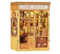 CUTEBEE Book Nook Kit - DIY Maison de Poupée Miniature avec Lumière LED, Serre-Livres, Décoration de Bibliothèque, Cadeau Créatif pour Adultes (Cooking Bookstore)