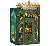 CUTEBEE Book Nook Kit - DIY Miniature House Dollhouse Booknook Kit 3D Wooden Puzzle Library with Dust Cover and LED Light，Bookends Bookshelf Decor Gifts for Adults(The Darkness Herbarium)