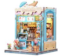 CUTEBEE Book Nook Kit-Maison de Poupée DIY avec Lumière LED, Un Doux Miniature Maison de Joie Estivale, Serre-Livres en Bois 3D, Décor de Bibliothèque,Cadeau(Bella's Ice Cream)