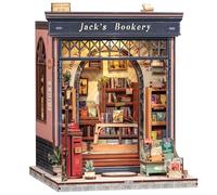 CUTEBEE Book Nook Kit pour Adultes - DIY Maison de Poupée Miniature avec Éclairage LED, Style de Maison Miniature en Bois Élégant et Orné à Construire Soi-Même, Cadeaux(Jack's Bookery)