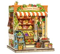 CUTEBEE Book Nook -Maison de poupée avec éclairage LED, Serre-Livres Puzzle en Bois 3D, décoration rétro et nostalgique pour bibliothèque, Cadeaux raffinés(The Greens' Grocery)