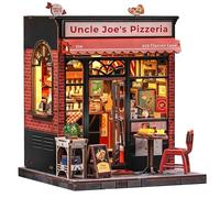 CUTEBEE Book Nook pour Adultes - Maison de poupée Miniature à Monter soi-même avec éclairage LED, Maison Miniature sur Le thème de la Pizza à Monter soi-même, Cadeaux (Uncle Joe's Pizzeria)