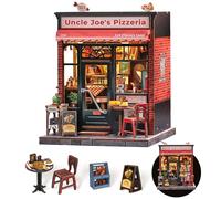 CUTEBEE Book Nook pour Adultes - Maison de poupée Miniature (Thème Pizza) à Monter soi-même avec éclairage LED, kit 3D en Bois, Cadeaux créatifs (Uncle Joe's Pizzeria)