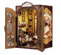 CUTEBEE Kit Book Nook - Maison Miniature à Monter soi-même - Maison de poupée - avec Housse de Protection Contre la poussière et lumière LED - Kit de modélisation pour Adultes(Bookshop Memories)